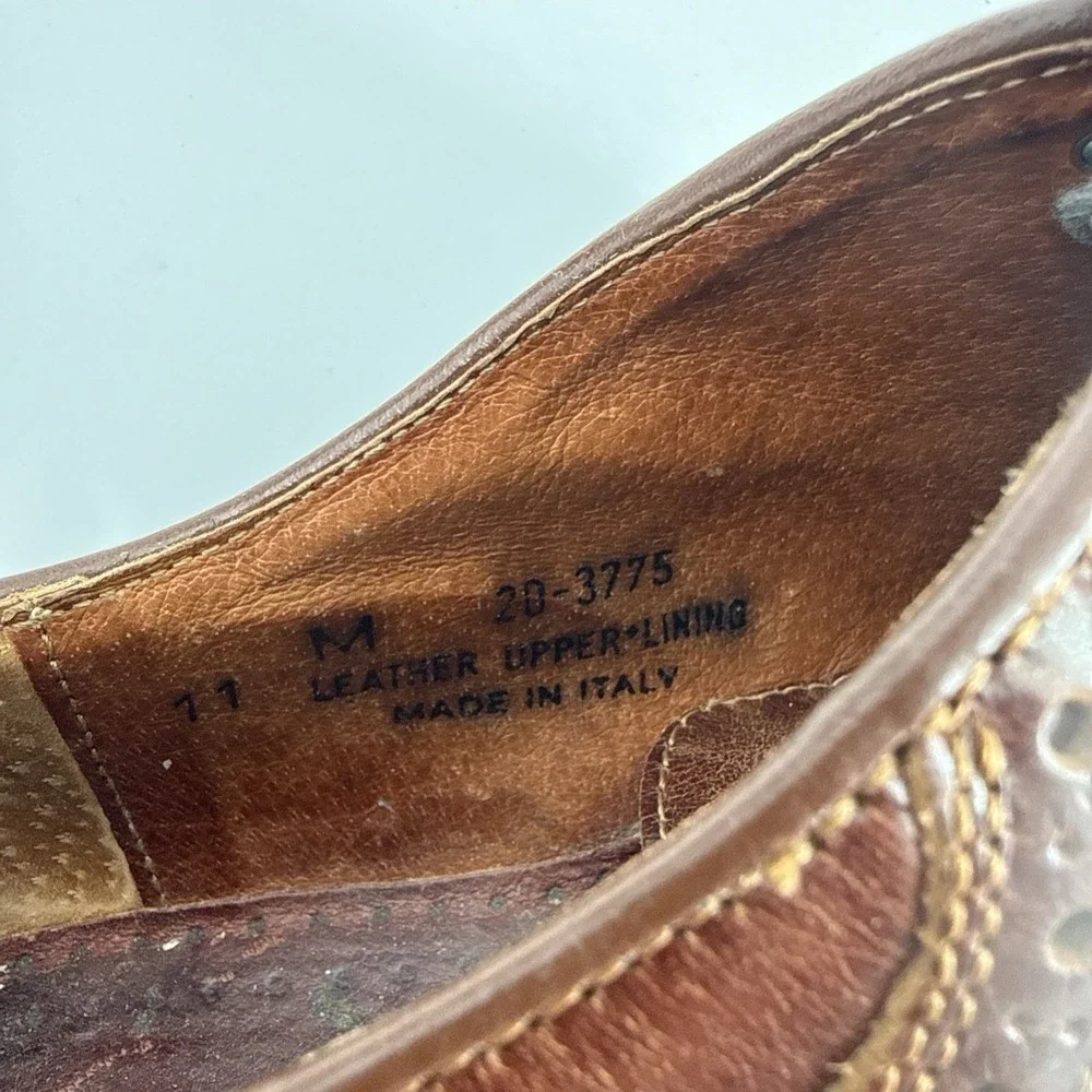 Johnston &‎ Murphy Brown Leather Plain Toe Dress Shoes Men's Size 11 M / Italy